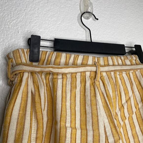 Drew Womens Shorts Size L Yellow White Striped Belted High Waisted Unlined - Picture 14 of 16